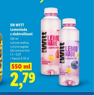 Lemoniada z elektrolitami o smaku cytryna-malina Dr Witt promocja w Lidl