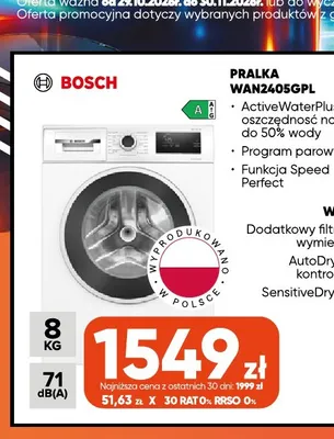 Pralka WAN2405GPL Bosch promocja w Max Elektro