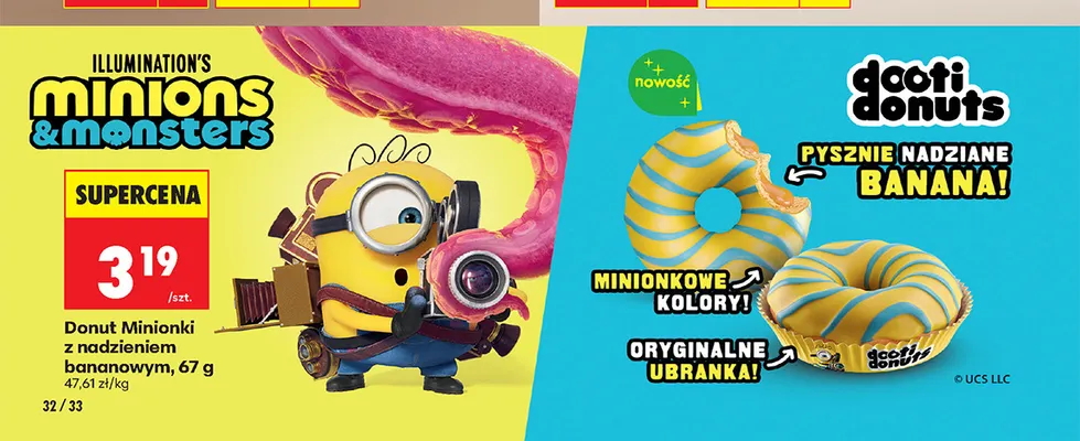 Donut Minionki z nadzieniem bananowym Dooti Donuts promocja w Biedronka