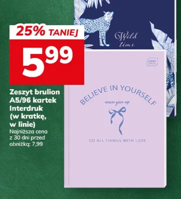Zeszyt brulion A5 96 kartek Interdruk w kratkę promocja w Hitpol