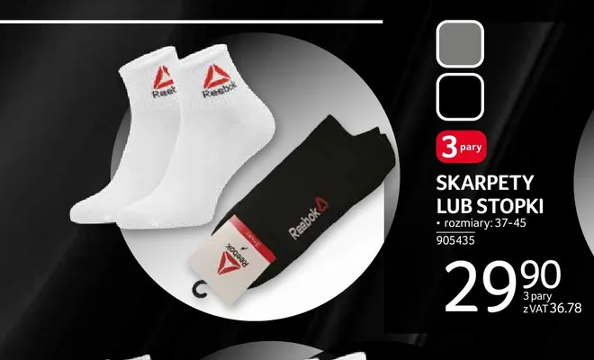 Stopki Reebok 3-pak promocja w Selgros