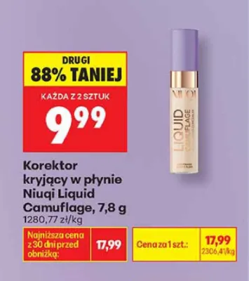 Korektor kryjący w płynie Niuqi Liquid Camouflage promocja w Biedronka