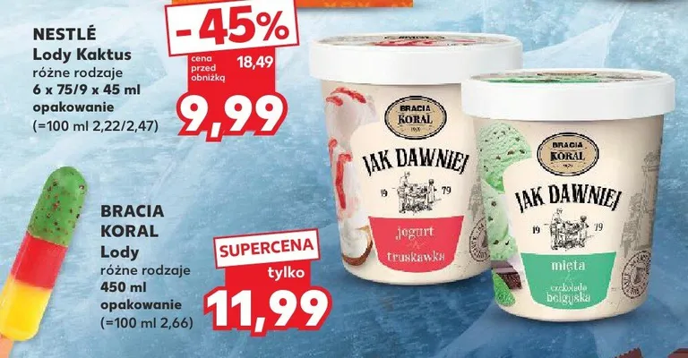 Lody Jak Dawniej mięta czekolada belgijska Bracia Koral promocja w Kaufland
