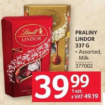 Praliny Lindor 337g Assorted, Milk 377002 promocja w Selgros