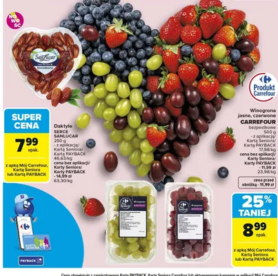 Winogrona jasne, czerwone bezpestkowe promocja w Carrefour Market