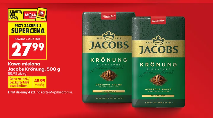 Kawa mielona Jacobs Krönung promocja w Biedronka