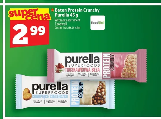 Baton Protein Crunchy Purella Truskawkowa Beza promocja w TOPAZ