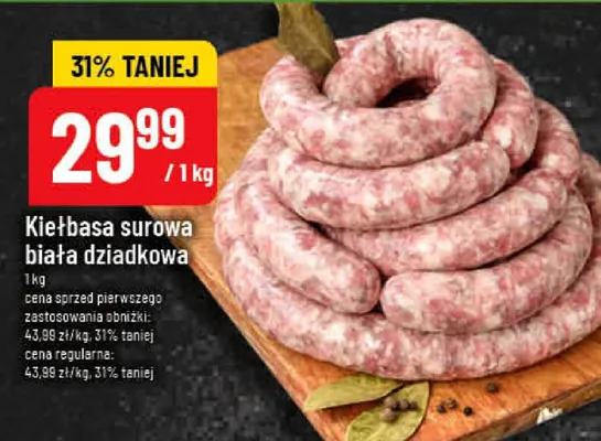 Kiełbasa surowa biała dziadkowa promocja w POLOmarket