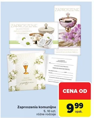 Zaproszenia komunijne 10 szt. różne rodzaje promocja w Carrefour