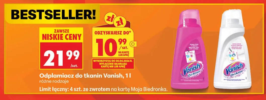 Odplamiacz do tkanin różne rodzaje promocja w Biedronka
