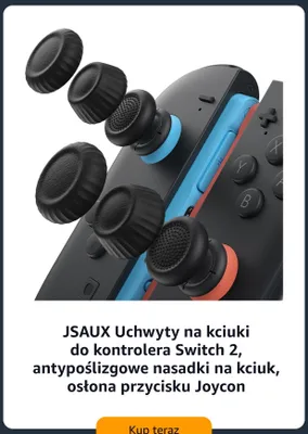 Uchwyty na kciuki do kontrolera Switch 2 antypoślizgowe nasadki na kciuk osłona przycisku Joycon JSAUX promocja w Amazon