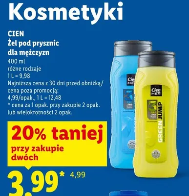 Żel pod prysznic dla mężczyzn Cien promocja w Lidl