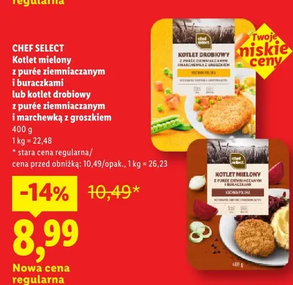 Kotlet mielony Chef Select z purée ziemniaczanym i buraczkami promocja w Lidl