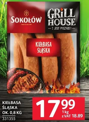 Kiełbasa śląska Sokołów Grill House ok. 0,8 kg promocja w Selgros