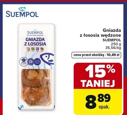 Gniazda z łososia wędzone promocja w Carrefour Market