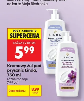 Kremowy żel pod prysznic Linda Satynowa Bawełna promocja w Biedronka
