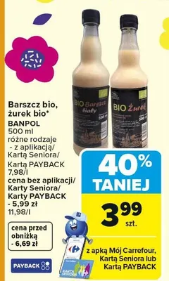 Barszcz bio różne rodzaje promocja w Carrefour