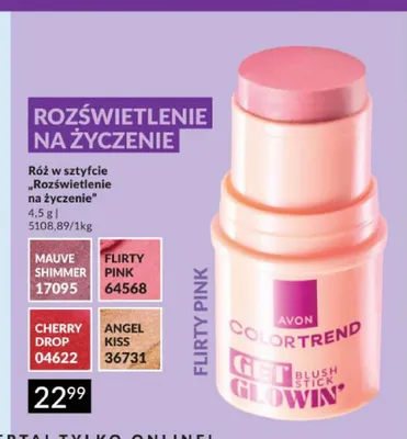 Róż w sztyfcie Avon Color Trend Get Glowin' Rozświetlenie na życzenie Mauve Shimmer promocja w AVON