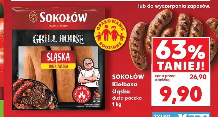 Kiełbasa śląska Sokołów duża paczka promocja w Kaufland