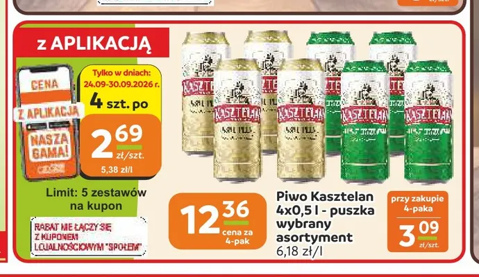 Piwo Kasztelan 4-pak promocja w Społem Częstochowa