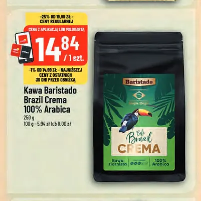 Kawa ziarnista Baristado Brazil Crema 100% Arabica promocja w POLOmarket