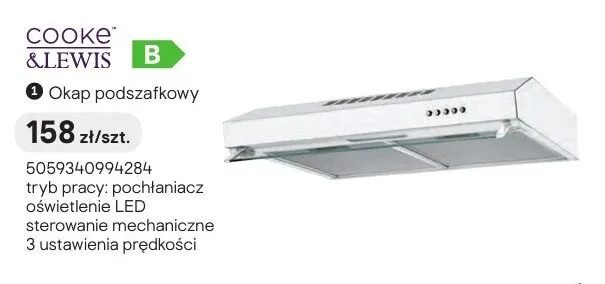 Okap podszafkowy COOKE & LEWIS promocja w Castorama