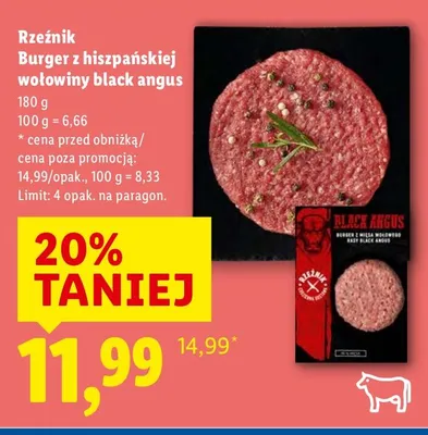 Burger z hiszpańskiej wołowiny black angus promocja w Lidl
