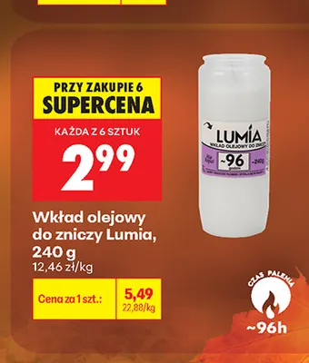 Wkład olejowy do zniczy Lumia promocja w Biedronka