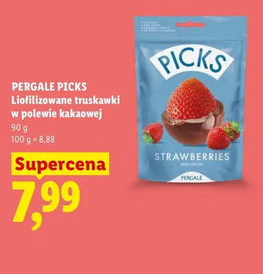 Liofilizowane truskawki w polewie kakaowej Pergale Picks promocja w Lidl