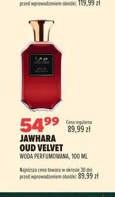 Woda perfumowana Jawhara Oud Velvet promocja w Drogerie Natura