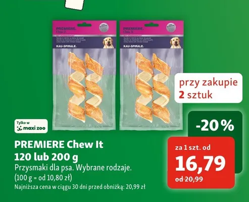 Przysmaki dla psa PREMIERE Chew It 120 g promocja w MAXI ZOO