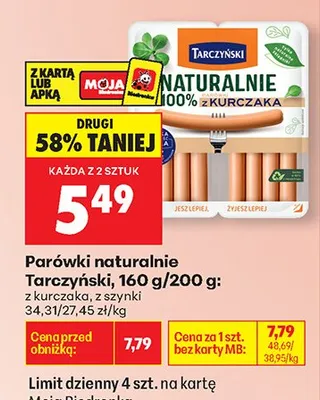 Parówki naturalnie z kurczaka, z szynki promocja w Biedronka