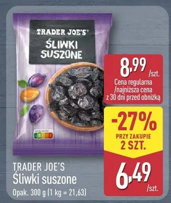 Śliwki suszone Trader Joe's promocja w Aldi