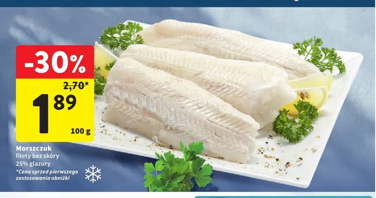 Morszczuk filety bez skóry 25% glazury promocja w Intermarche