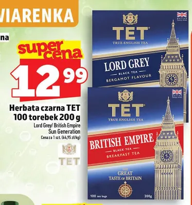 Herbata czarna TET Lord Grey 100-pak 200g promocja w TOPAZ