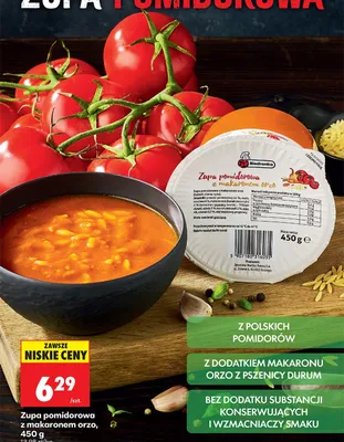 Zupa pomidorowa z makaronem orzo promocja w Biedronka