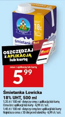 Śmietanka Łowicka 18% UHT promocja w Twój Market