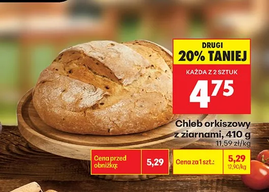 Chleb orkiszowy z ziarnami Biedronka promocja w Biedronka
