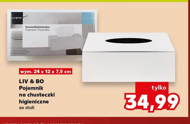 Pojemnik na chusteczki higieniczne ze stali Liv & Bo promocja w Kaufland