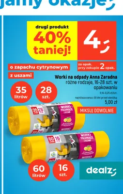 Worki na odpady Anna Zaradna o zapachu cytrynowym z uszami 35 l promocja w Dealz