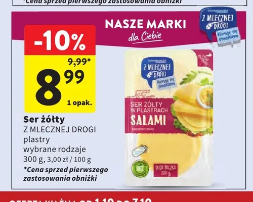 Ser żółty w plastrach Z Mlecznej Drogi promocja w Intermarche