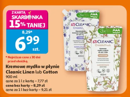 Kremowe mydło w płynie Cleanic Cotton promocja w Auchan