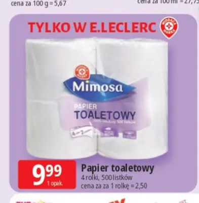 Papier toaletowy Mimosa 4-pak promocja w Leclerc