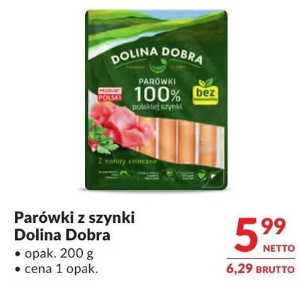 Parówki z szynki Dolina Dobra promocja w Makro