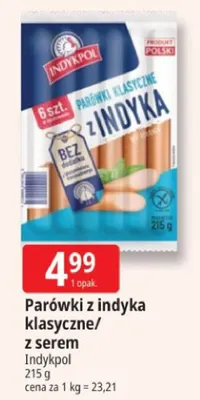 Parówki z indyka z serem Indykpol promocja w Leclerc