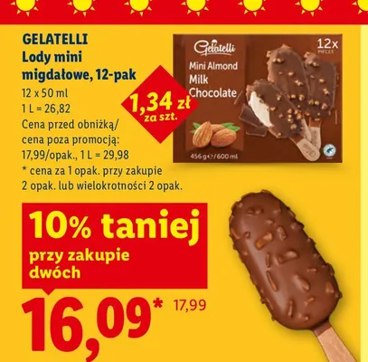Lody mini migdałowe Gelatelli 12-pak promocja w Lidl