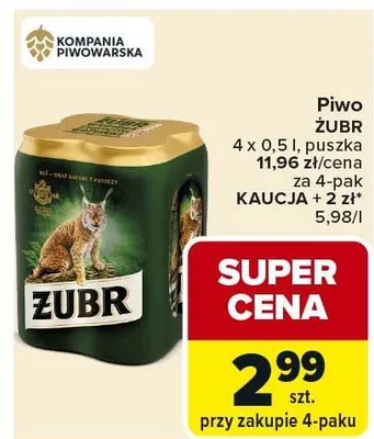 Piwo ŻUBR promocja w Carrefour Market