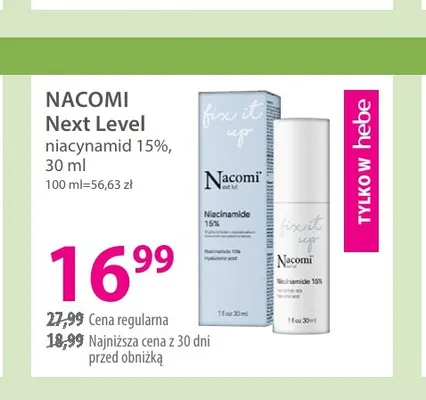 Niacynamid 15% Next Level Nacomi promocja w Hebe