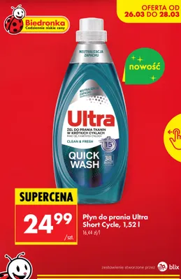 Żel do prania tkanin w krótkich cyklach Quick Wash Clean & Fresh promocja w Biedronka