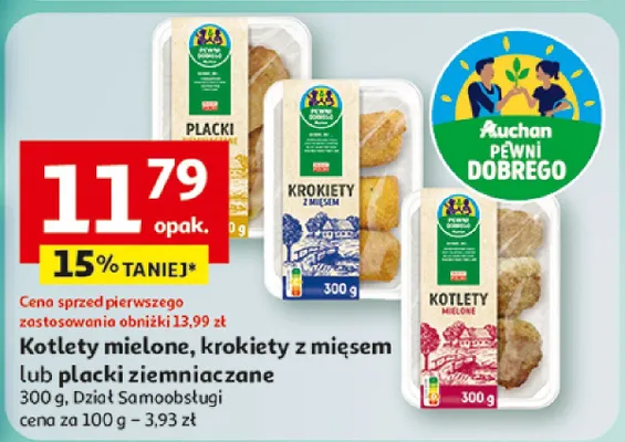 Kotlety mielone, krokiety z mięsem lub placki ziemniaczane promocja w Auchan